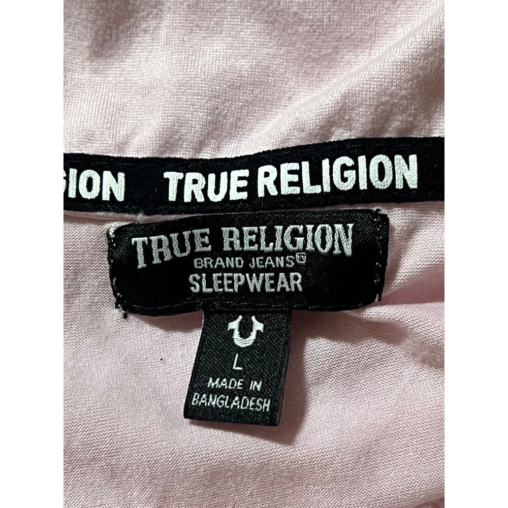 True Religion Women Pajama Top Size L Pink Short Sleeve Button Down Sleepwear - Picture 4 of 8